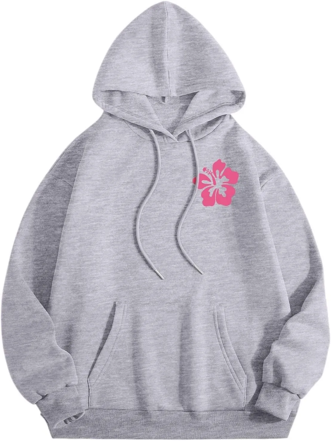 Women's Plain Basics Hoodies Oversized Brushed Letters Loose Fit Hooded Sweatshirts Long Sleeves Pockets