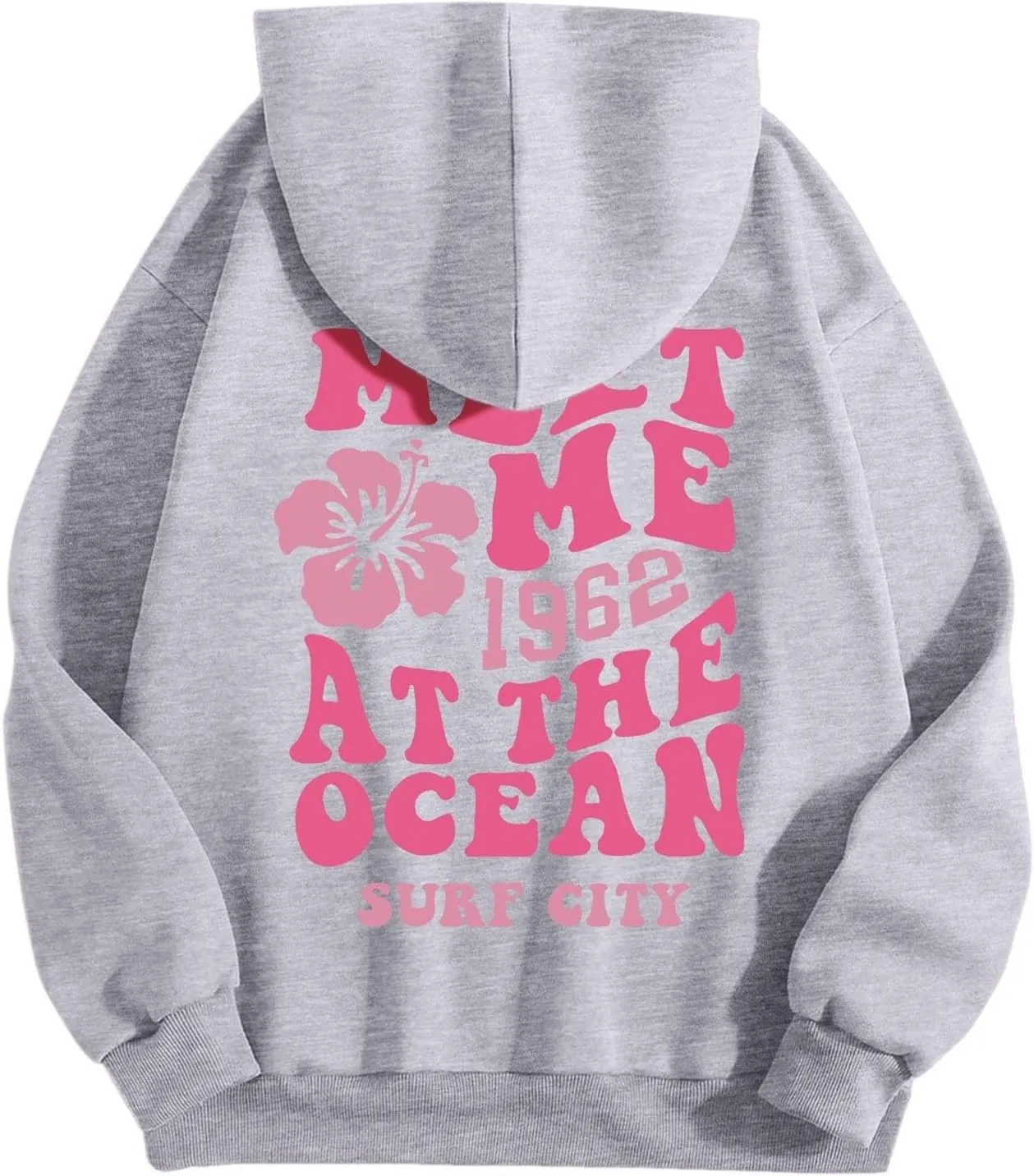 Women's Plain Basics Hoodies Oversized Brushed Letters Loose Fit Hooded Sweatshirts Long Sleeves Pockets