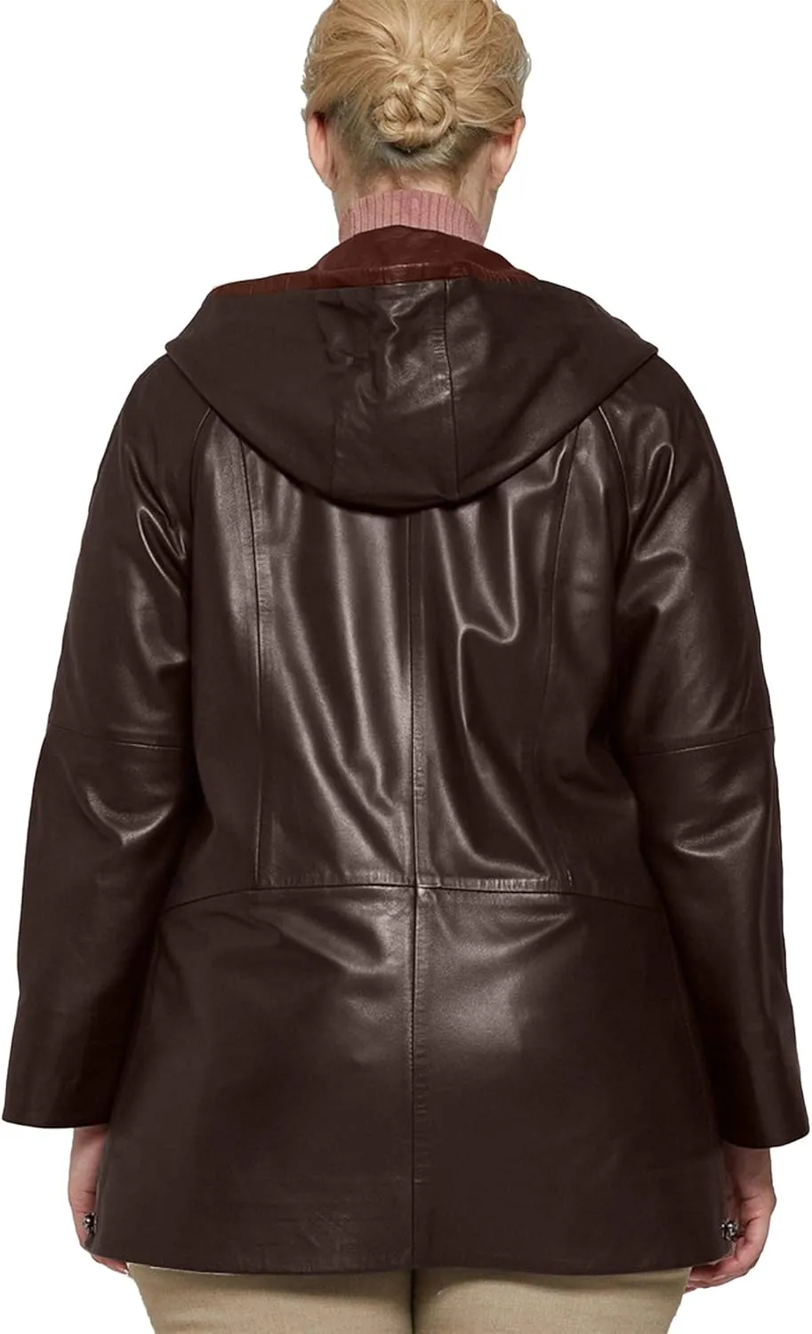 Womens Plus Size Soft Leather Jacket With Hoodie  Many Colors Real Sheepskin Hooded Leather Jacket