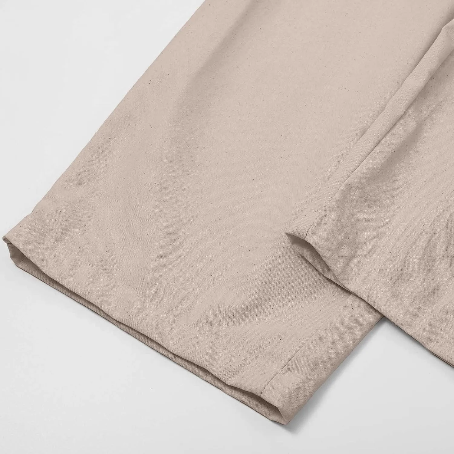 Womens Roll Up Straight Leg Linen Pants Casual Drawstring Elastic Waist Loose Slacks Lounge Petite Pants with Pockets