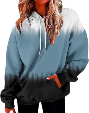 Womens Tie Dye Oversized Hoodie Long Sleeve Drop Shoulder Baggy Sweatshirts Lightweight Hooded Pullover With Pockets