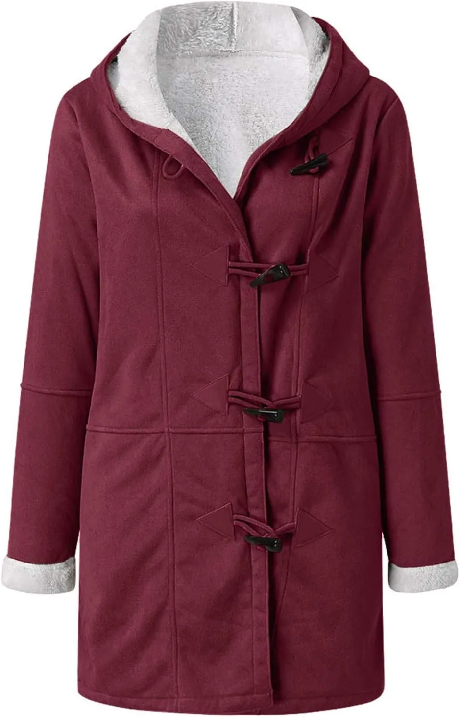 Women's Winter Down Jacket Warm Plush Hoodies Horn Button Coat Plus Size Wool Jacket Velvet Outerwear