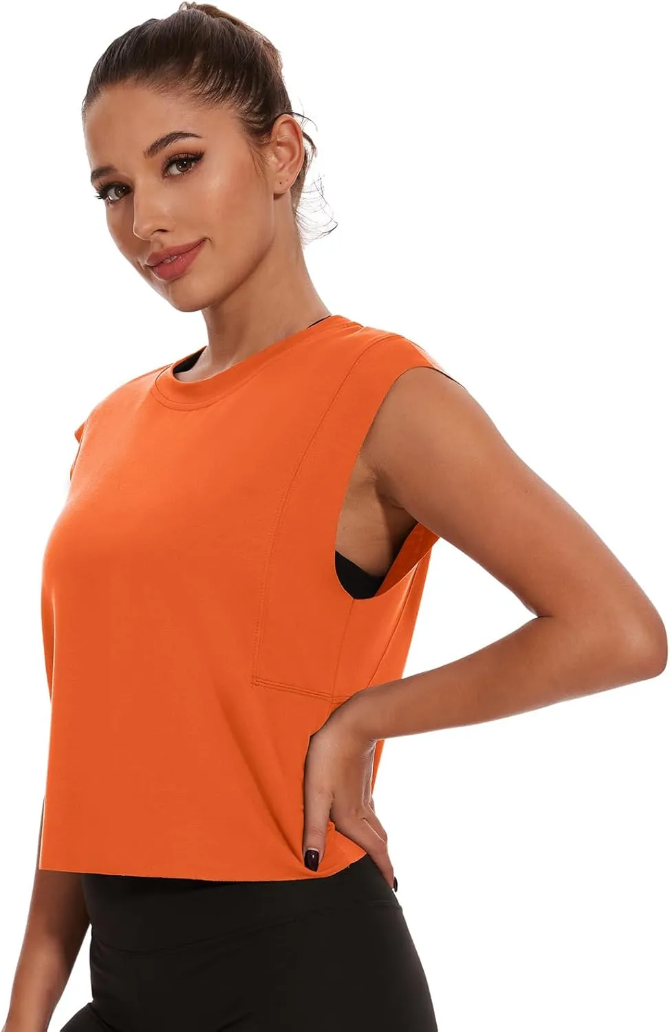 Womens Workout Crop Tank Tops Loose Sleeveless Summer T Shirts Oversize Active Yoga Gym Tee Y2k