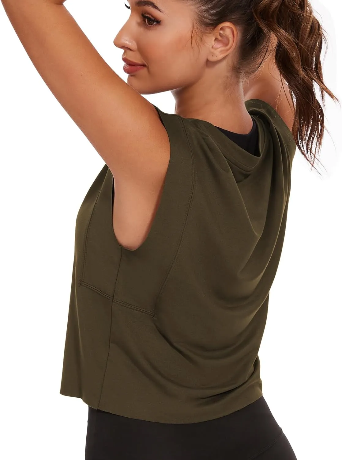 Womens Workout Crop Tank Tops Loose Sleeveless Summer T Shirts Oversize Active Yoga Gym Tee Y2k