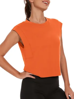 Womens Workout Crop Tank Tops Loose Sleeveless Summer T Shirts Oversize Active Yoga Gym Tee Y2k