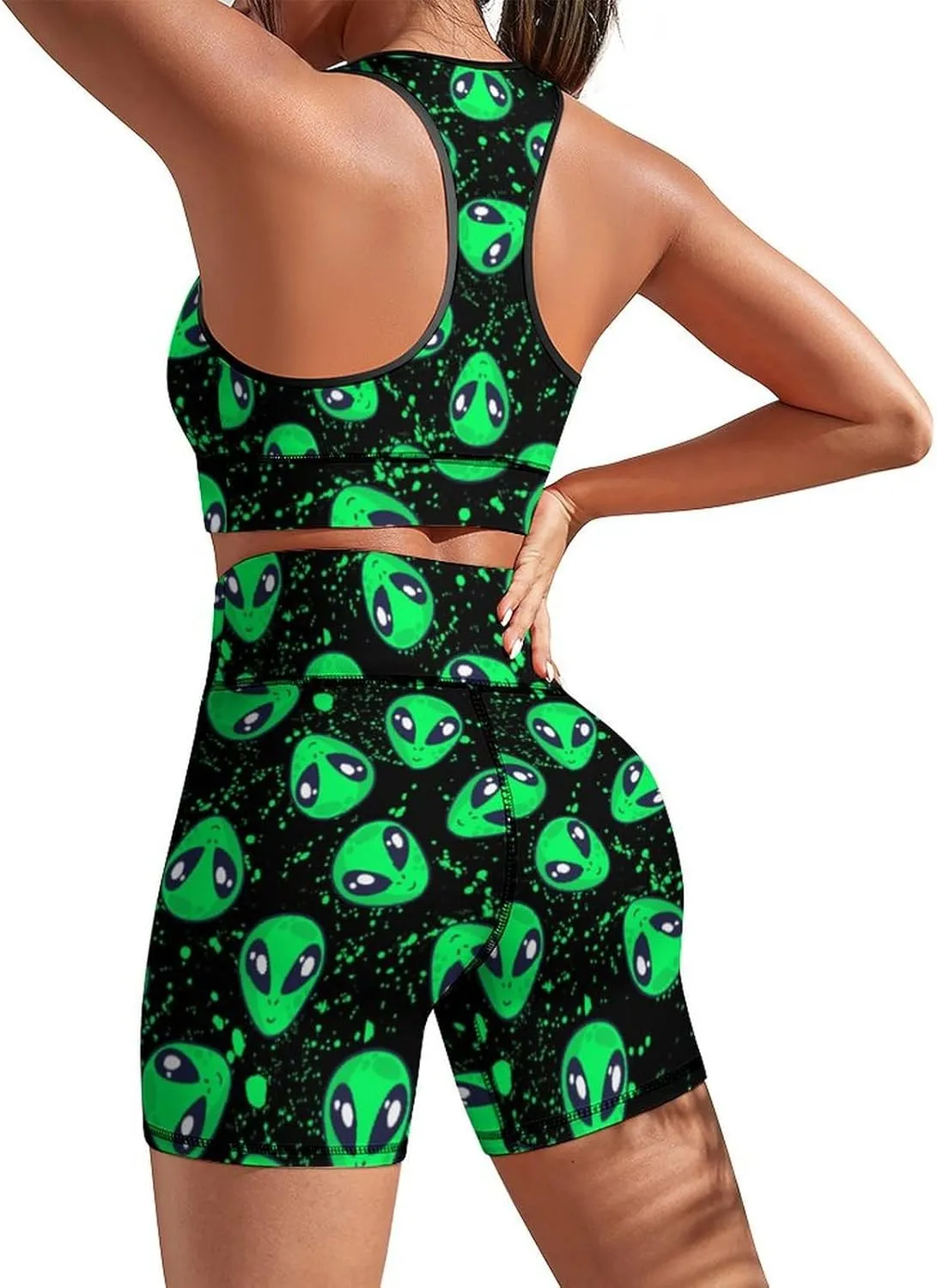 Women's Yoga Outfit, 2 Piece Set Workout Athletic Shorts Leggings And Sports Bra Set Seamless Gym Clothes