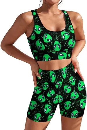 Women's Yoga Outfit, 2 Piece Set Workout Athletic Shorts Leggings And Sports Bra Set Seamless Gym Clothes