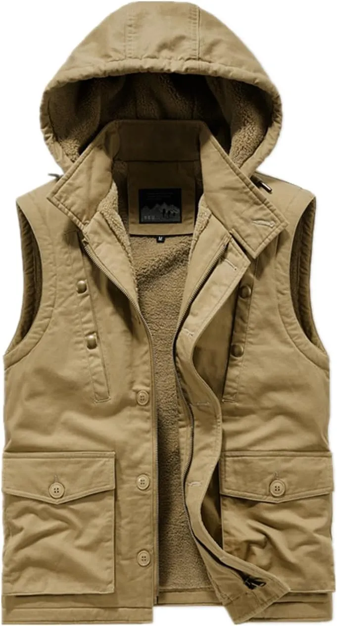 Workwear Hooded Waistcoat Men'S Cotton Jacket Loose Cotton Jacket Padded Cotton Jacket
