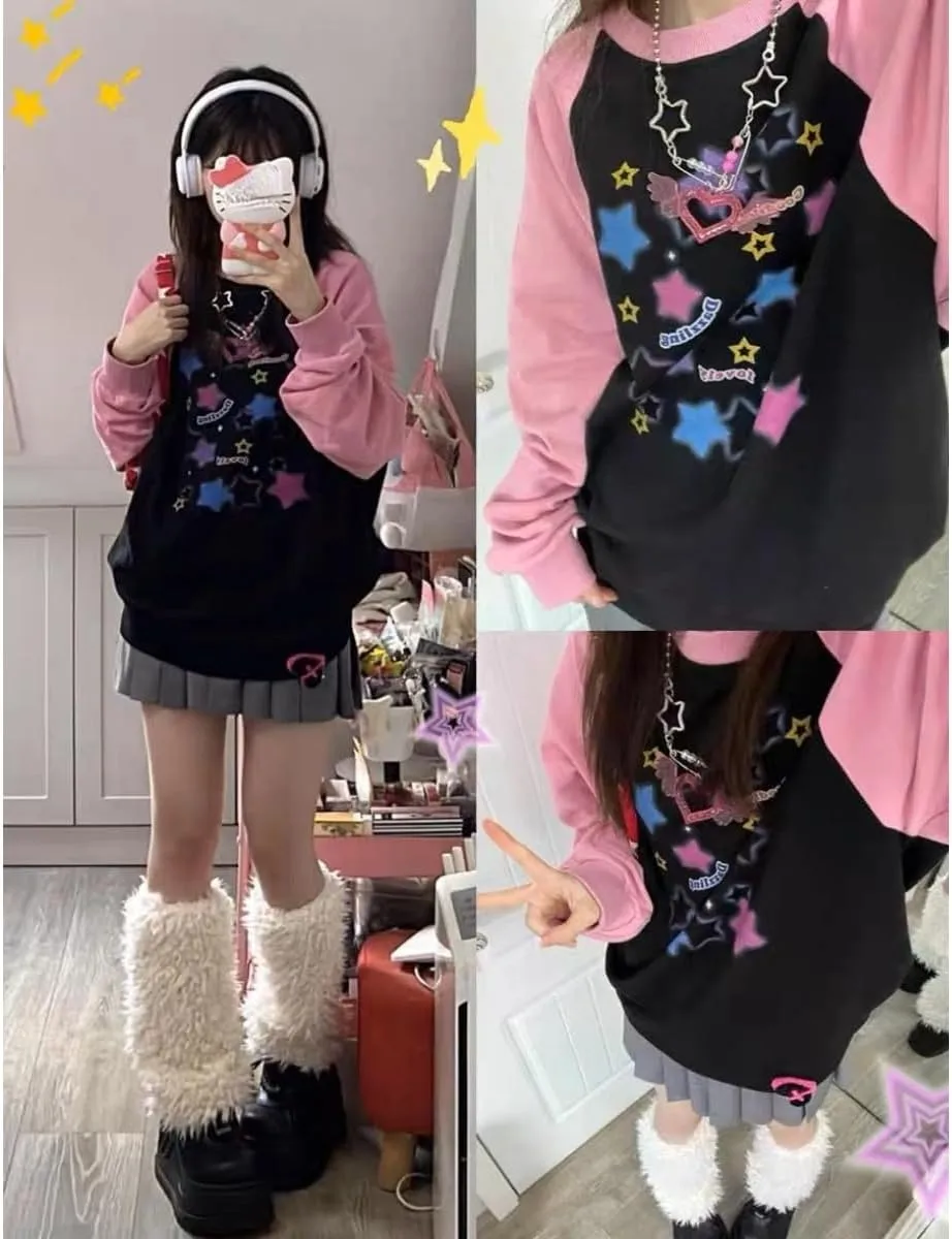Y2k Hoodie for Teen Girls Cute Oversized Graphic Hoodies Kawaii Sweatshirts Anime Sweater Aesthetic Harajuku Clothes