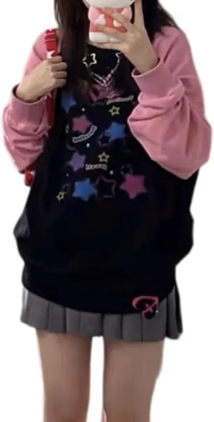 Y2k Hoodie for Teen Girls Cute Oversized Graphic Hoodies Kawaii Sweatshirts Anime Sweater Aesthetic Harajuku Clothes