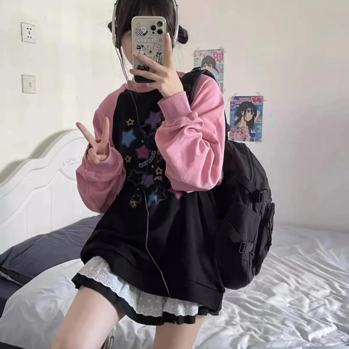 Y2k Hoodie for Teen Girls Cute Oversized Graphic Hoodies Kawaii Sweatshirts Anime Sweater Aesthetic Harajuku Clothes