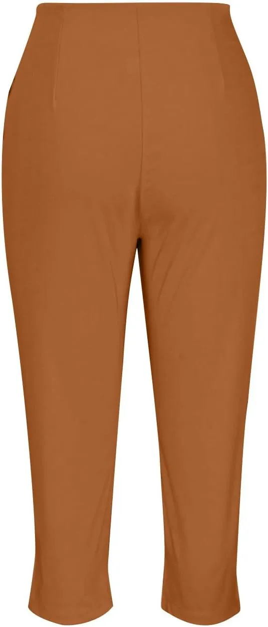 yardsong Business Casual Pants for Women High Waisted Dressy Capris Summer Fashion Office Work Slim Fit Capri Dress Pants