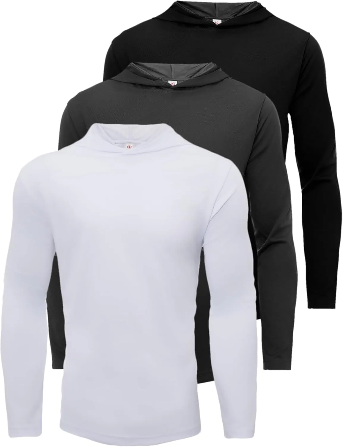 Yasumond Mens Multipack Athletic Long Sleeve T-Shirts Breathable Quick-Dry Workout Shirts with Hood
