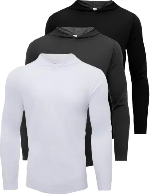 Yasumond Mens Multipack Athletic Long Sleeve T-Shirts Breathable Quick-Dry Workout Shirts with Hood