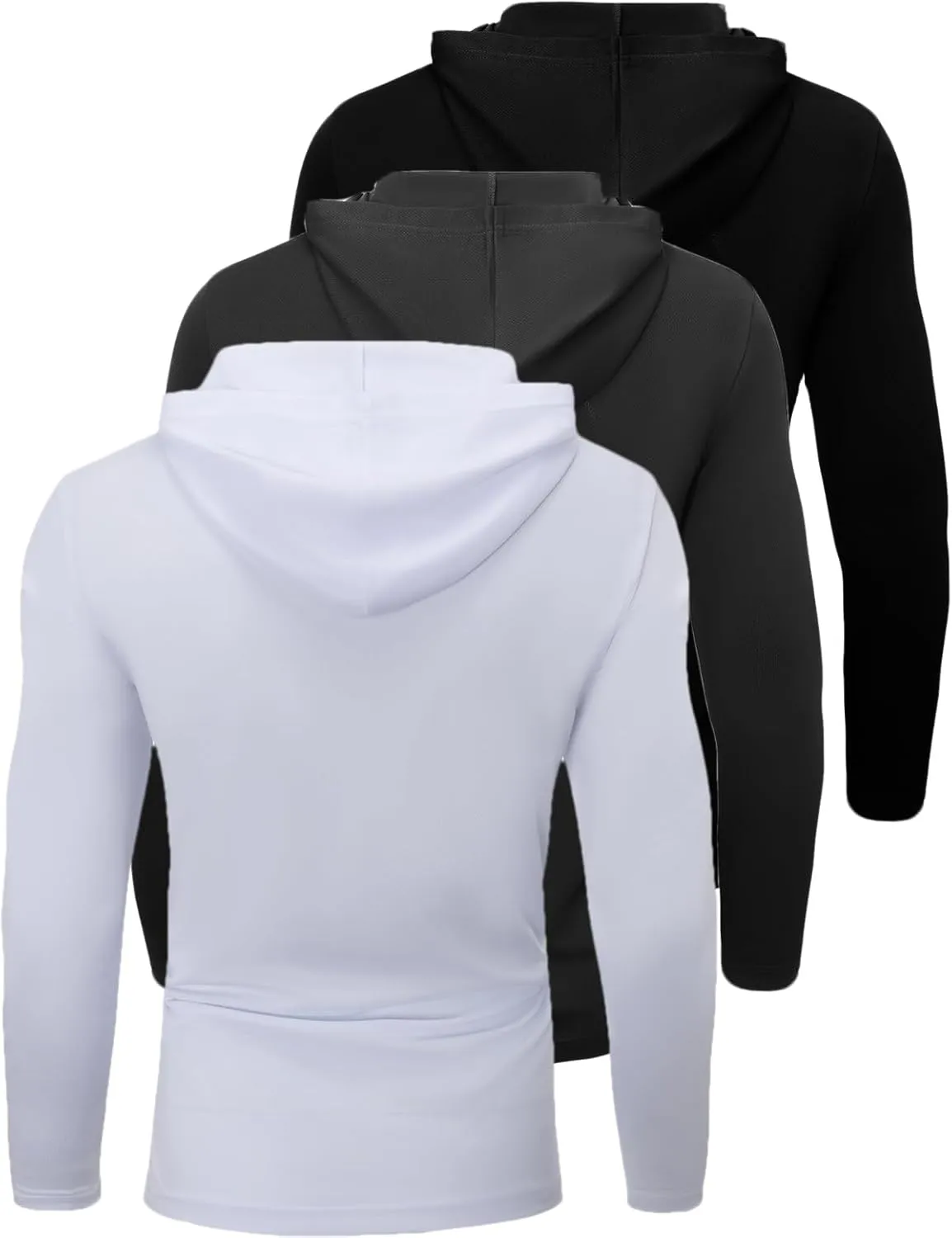 Yasumond Mens Multipack Athletic Long Sleeve T-Shirts Breathable Quick-Dry Workout Shirts with Hood