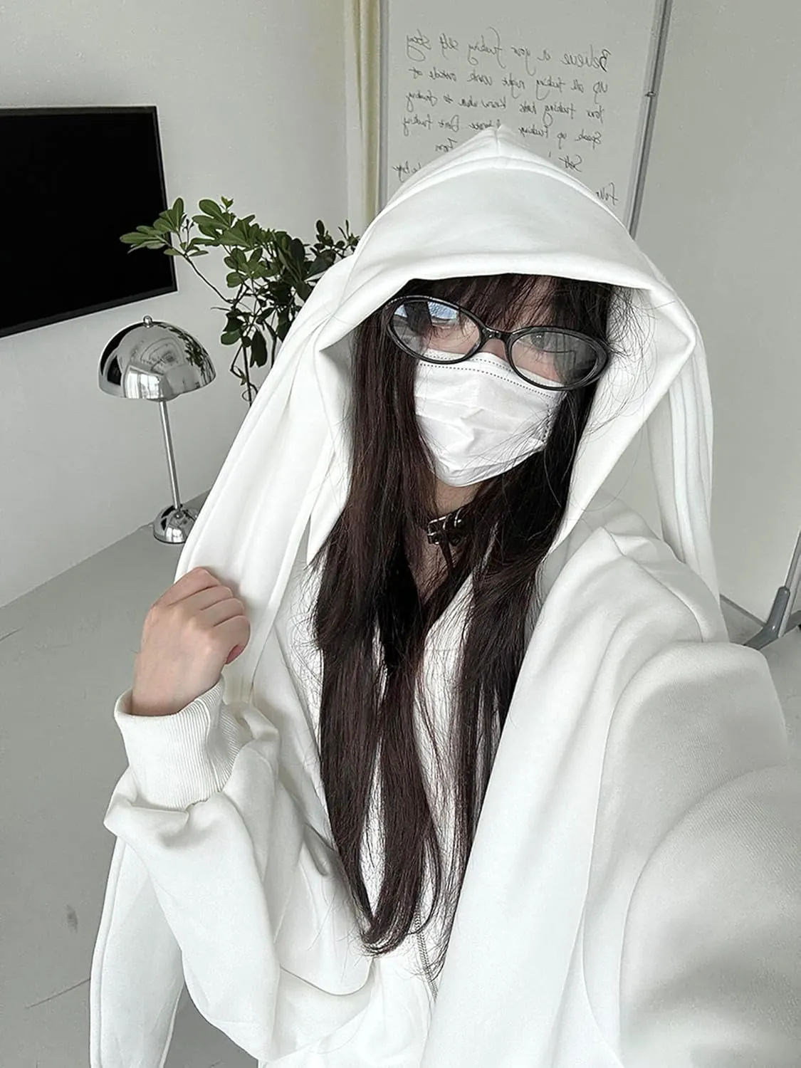 YEMOCILE Womens Kawaii Bunny Ear Oversized Hoodie Zip Up Long Sleeve Rabbit Hooded Sweatshirt