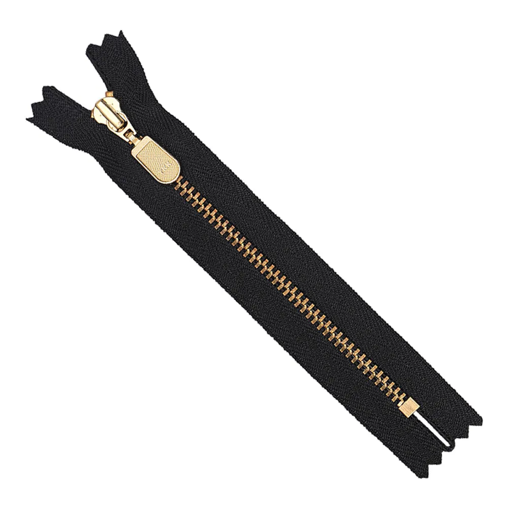 YKK- #3 Shiny Gold Closed-End YKK Metal Zipper