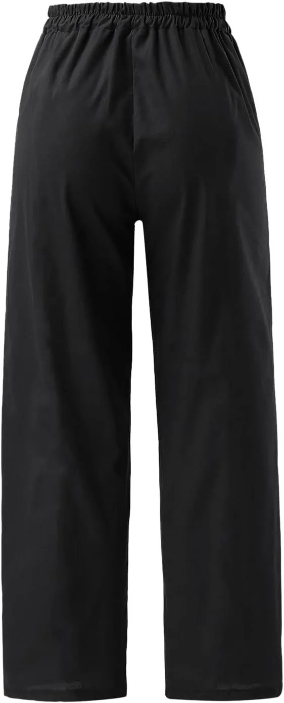 YOLAI Womens Cotton Linen Tapered Pant Elastic Waist Solid Color Harem Pant Summer Lightweight Wide Leg Trousers