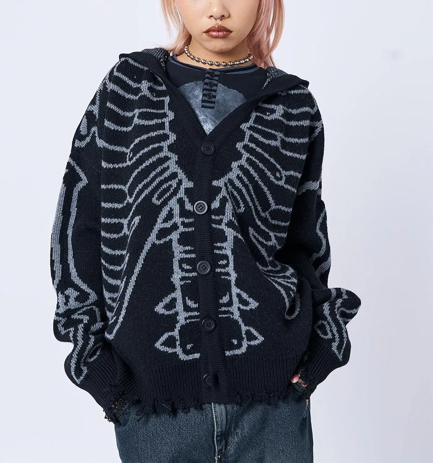 Yuemengxuan Womens Y2K Zipper Hoodie Long Sleeve Sweatshirt Harajuku Punk Grunge Tops Oversized Vintage Streetwear