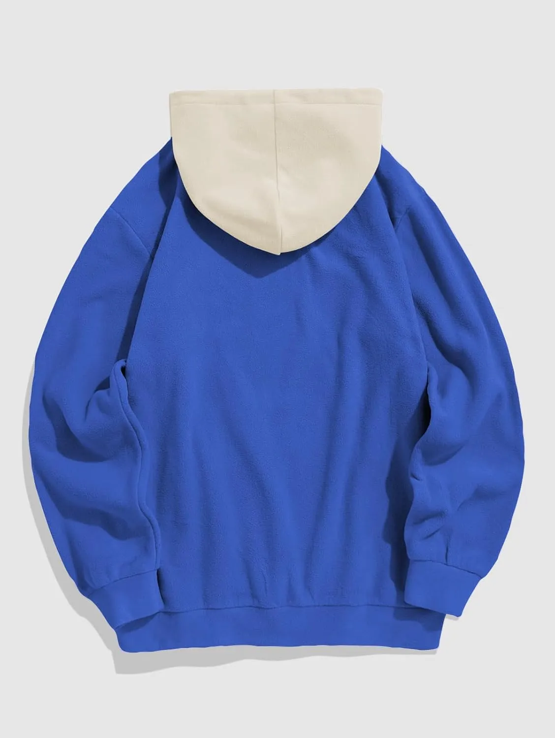 ZAFUL Men's Hooded Sweatshirt, Letter Mountain Graphic Embroidery Plush Fleece Casual Drawstring Pullover Hoodie