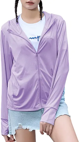 Zando UPF 50  Sun Protection Clothing Women Quick Dry Lightweight Zip Up UV Jacket Hiking Running Outdoor Performance