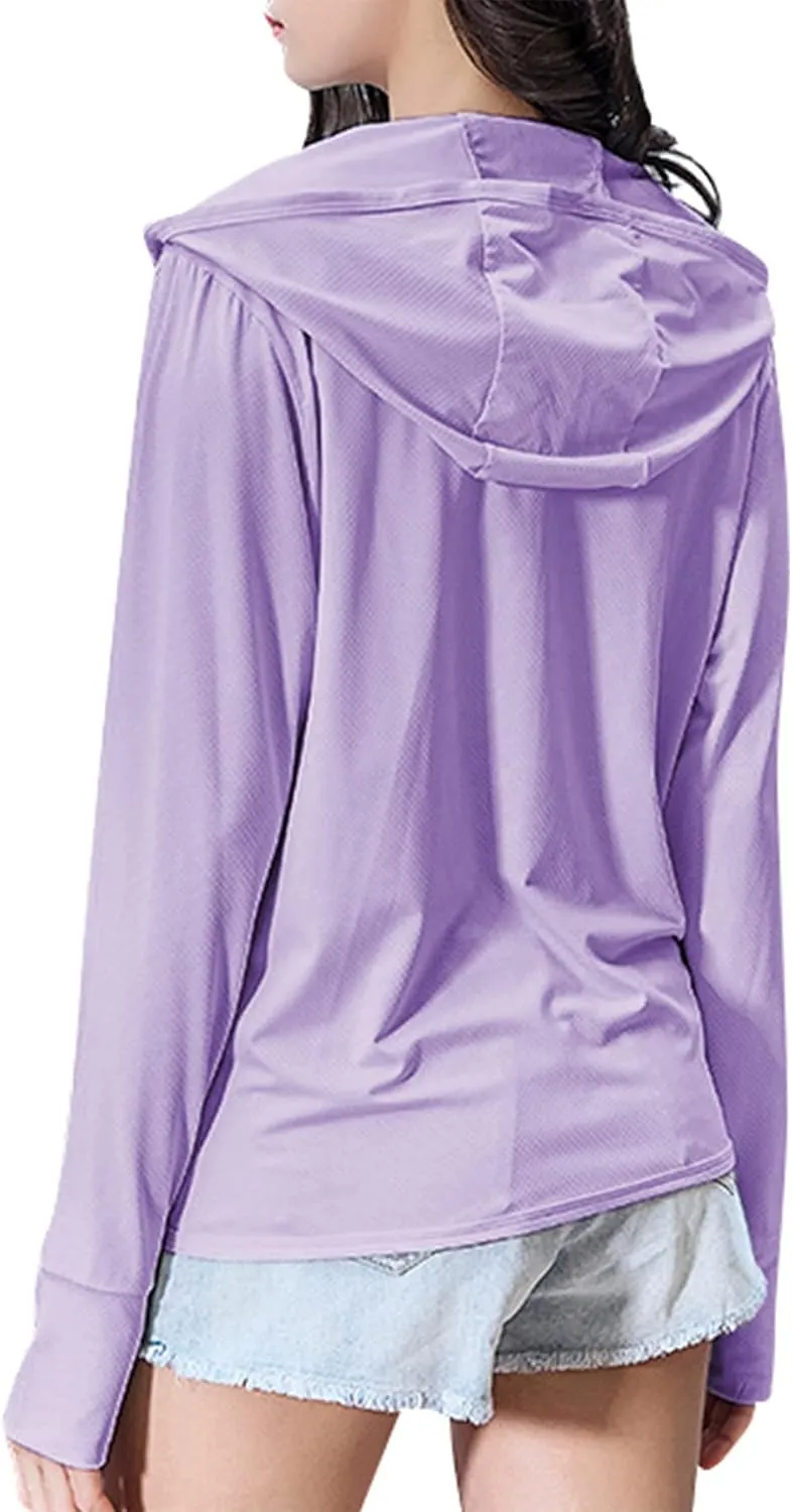Zando UPF 50  Sun Protection Clothing Women Quick Dry Lightweight Zip Up UV Jacket Hiking Running Outdoor Performance