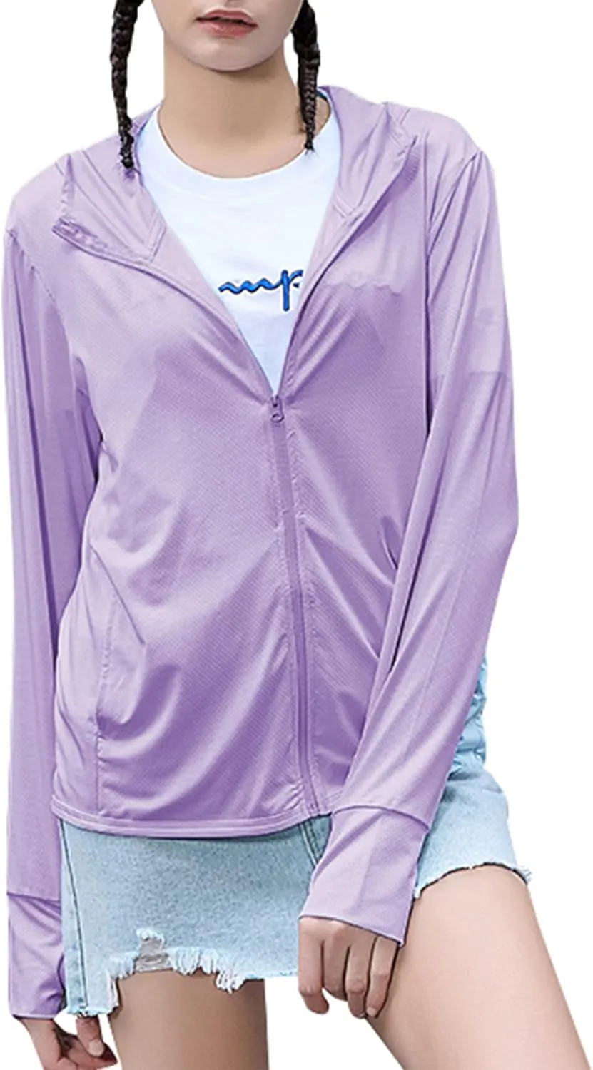 Zando UPF 50  Sun Protection Clothing Women Quick Dry Lightweight Zip Up UV Jacket Hiking Running Outdoor Performance