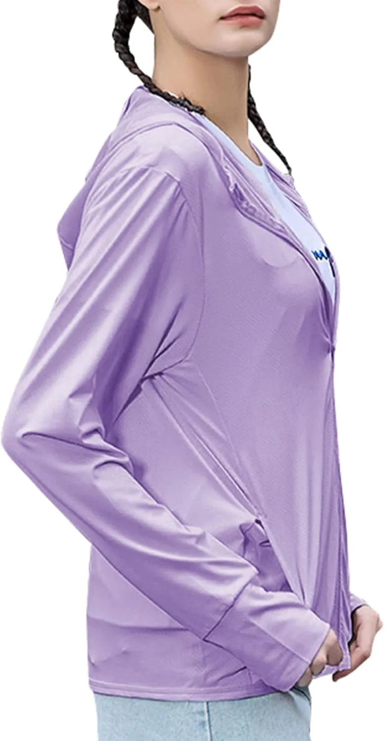Zando UPF 50  Sun Protection Clothing Women Quick Dry Lightweight Zip Up UV Jacket Hiking Running Outdoor Performance