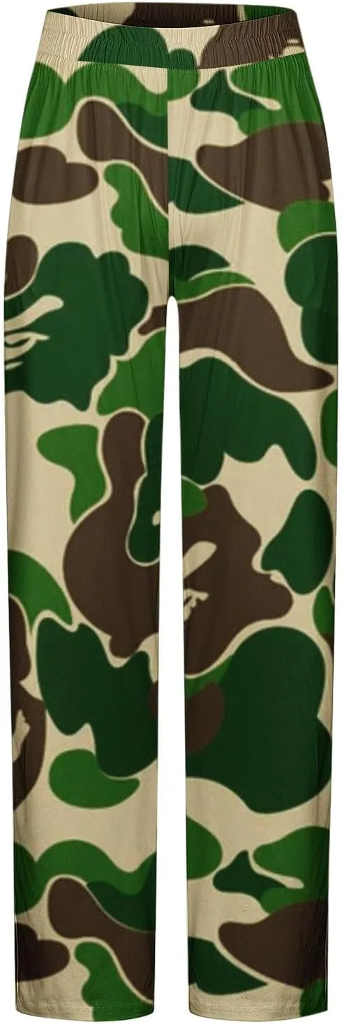 Zeiyignr Camo Lounge Pants for Men Lightweight Pjs Bottoms Soft Yoga Trousers Pajama Pants Sleepwear Bottom Pants with Pocket