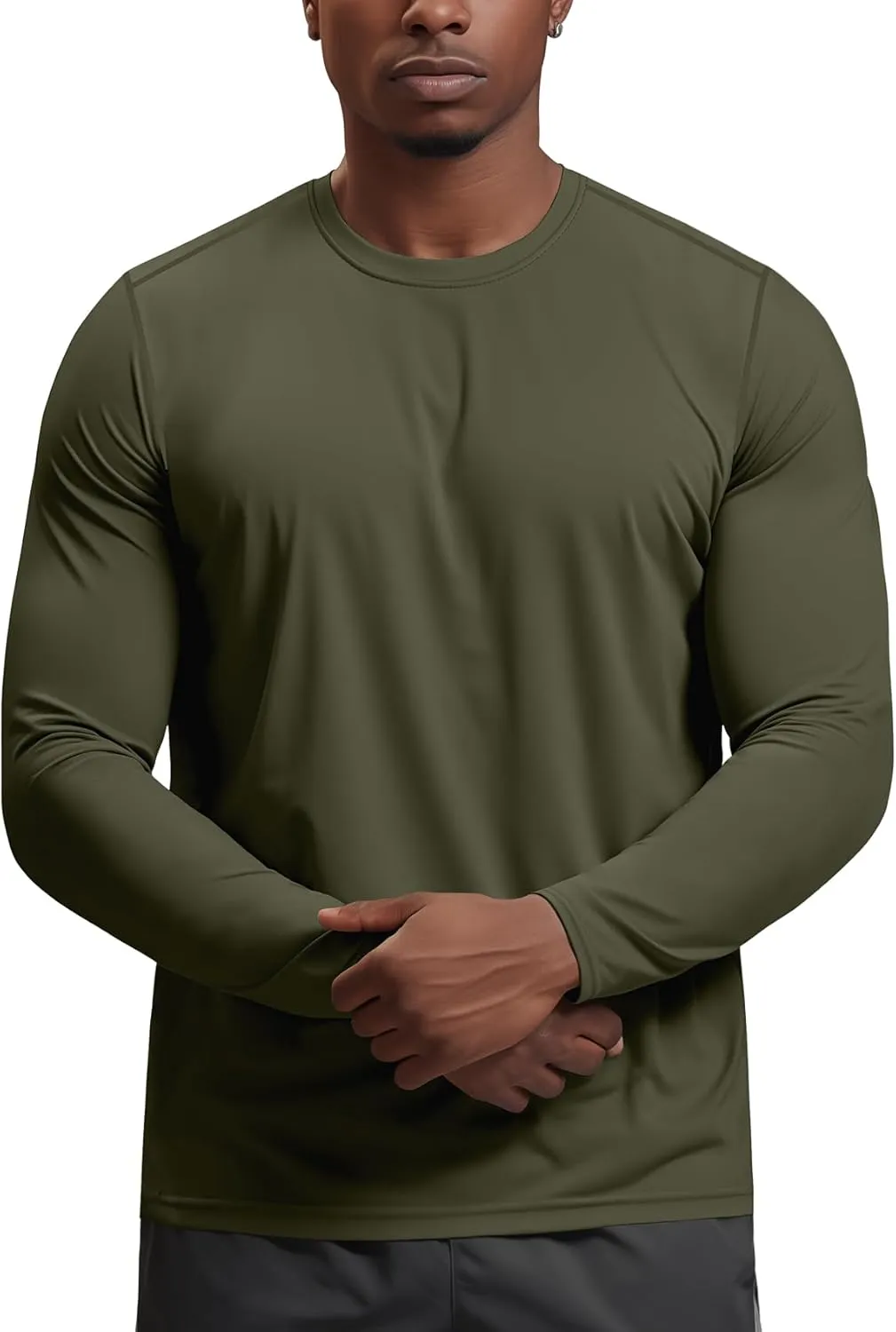 Zengjo Moisture Wicking Athletic Shirts for Men Long Sleeve Workout Running Gym Performance Tee UV/Sun Protection