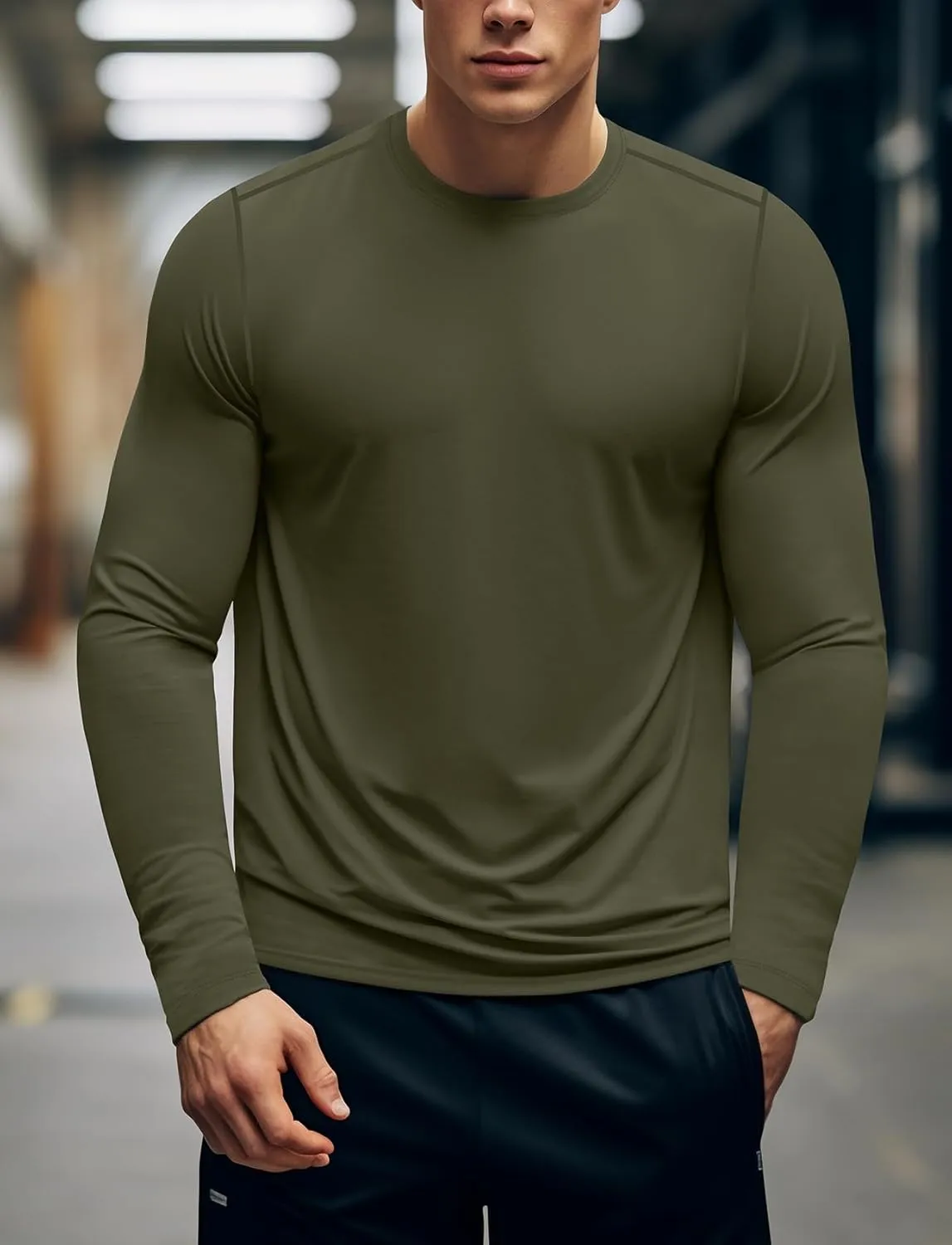 Zengjo Moisture Wicking Athletic Shirts for Men Long Sleeve Workout Running Gym Performance Tee UV/Sun Protection