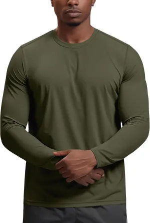 Zengjo Moisture Wicking Athletic Shirts for Men Long Sleeve Workout Running Gym Performance Tee UV/Sun Protection