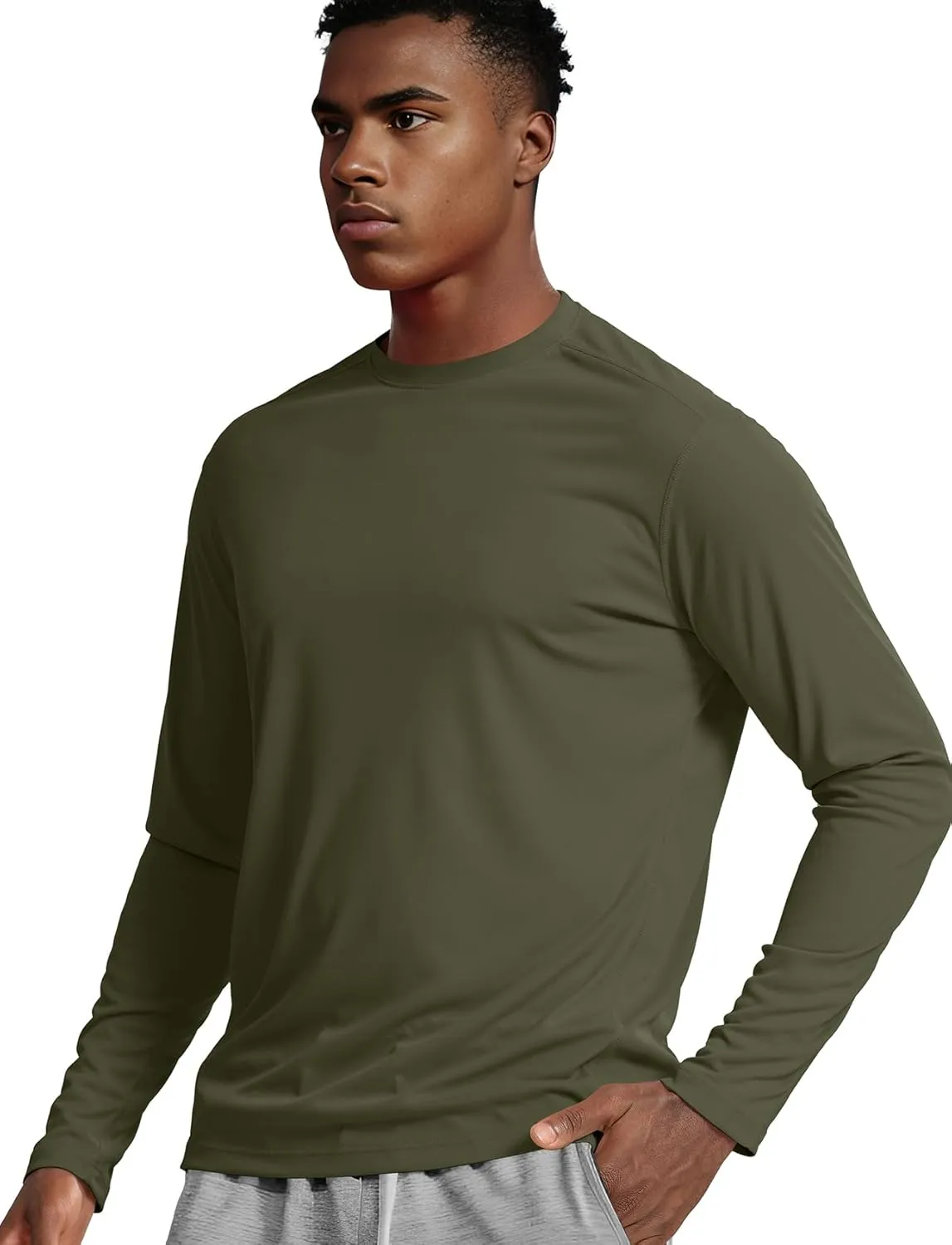 Zengjo Moisture Wicking Athletic Shirts for Men Long Sleeve Workout Running Gym Performance Tee UV/Sun Protection