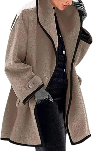 ZOCANIA Womens Shawl Collar Trench Coats Wool Blend Lapel Single Breasted Long Coat Casual Loose Lightweight Cardigan Jacket