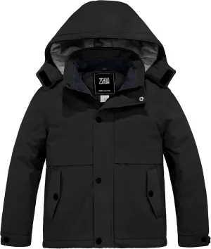 ZSHOW Boys' Waterproof Ski Jacket Hooded Fleece Lined Raincoat Warm Winter Coat