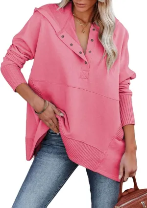 Zwurew Hoodies for Women Oversized Sweatshirt Pullover Long Sleeve Tops Henley Shirt with Pocket